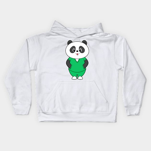 Panda as Nurse with Smock Kids Hoodie by Markus Schnabel